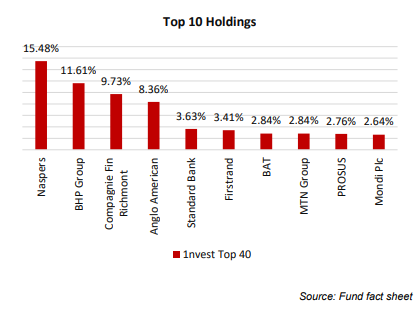 1nvest Top 40 top 10 holdings