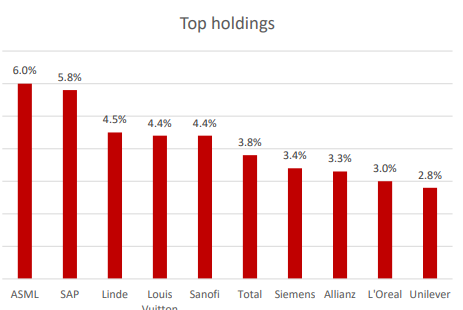 Sygnia Itrix EuroStoxx 2020 Top holdings